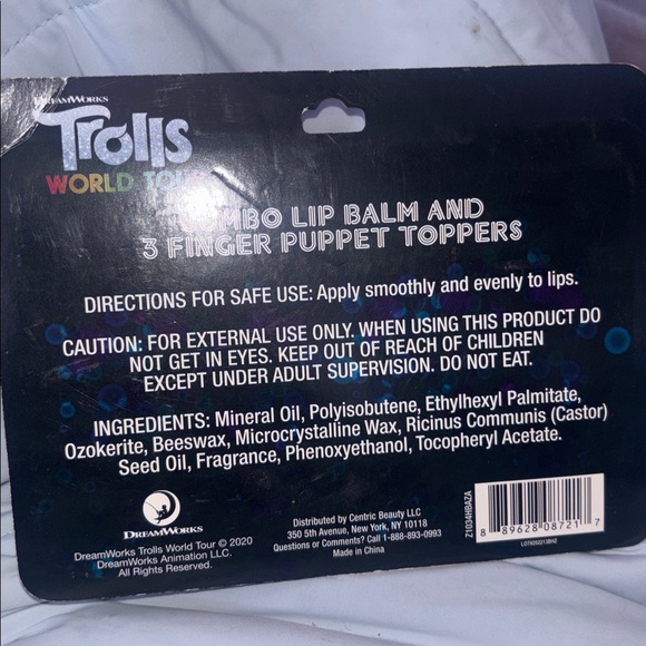 New Trolls Strawberry Lip Balm with Colorful Finger Puppet Toppers - Picture 2 of 2